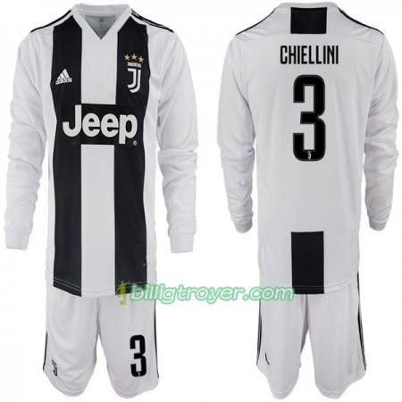 Billige Fotballdrakter Juventus Giorgio Chiellini 3 Barn Hjemmedraktsett 2018/19 Langermet